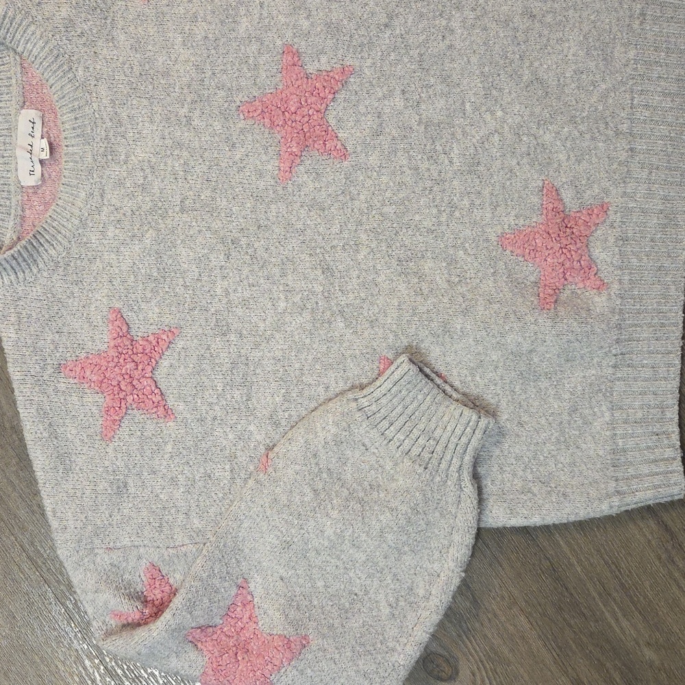 Threaded Leaf Chunky Boutique Star Pattern Sweater - image 6